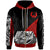 Pohnpei Custom Zip Hoodie Diagonal Pattern White Red Unisex Black - Polynesian Pride