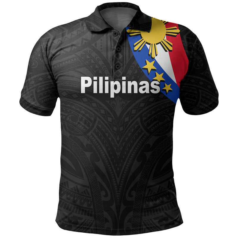 Custom Pilipinas Polo Shirt Simple Style Black LT6 Black - Polynesian Pride