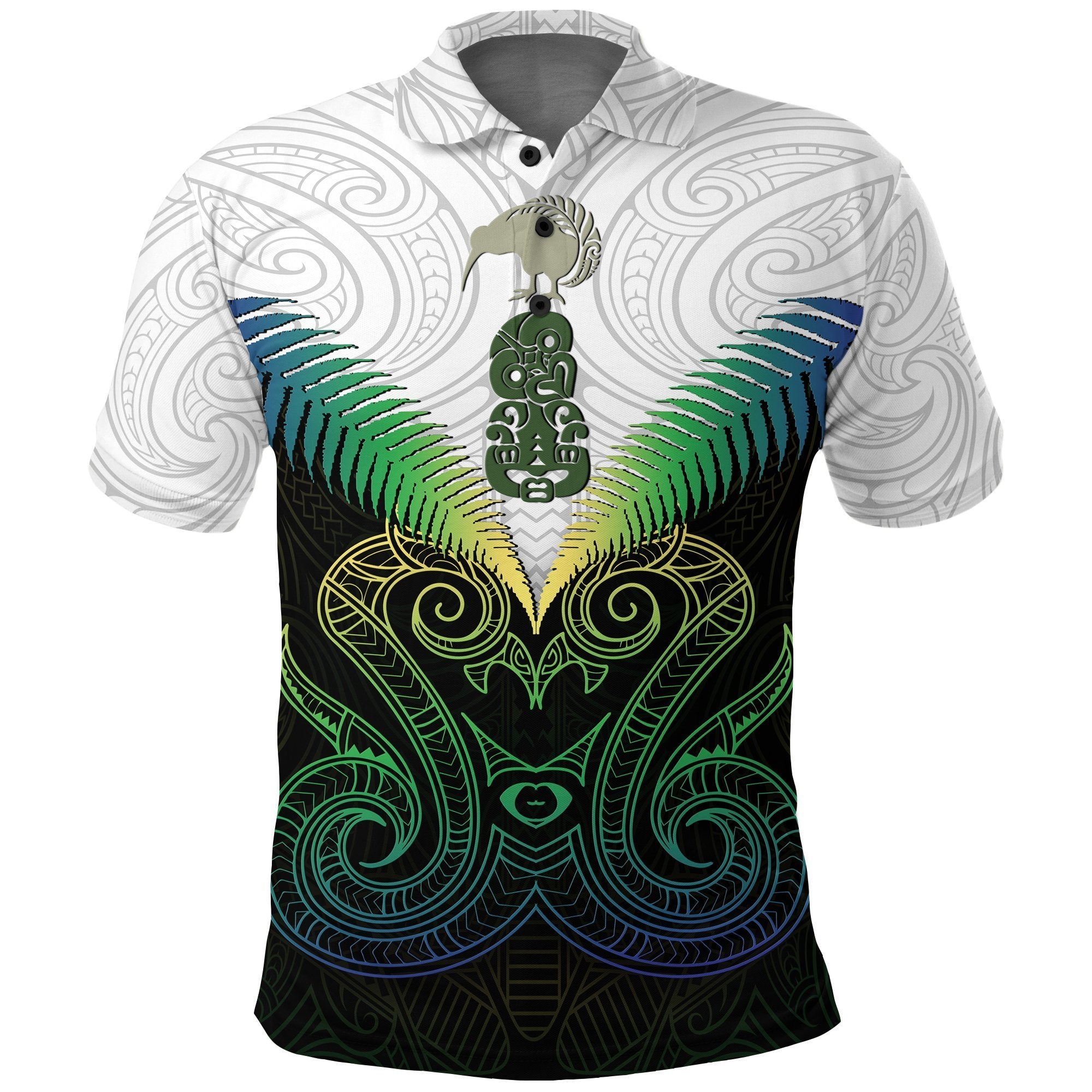 Maori Manaia New Zealand Polo Shirt Rasta Black - Polynesian Pride