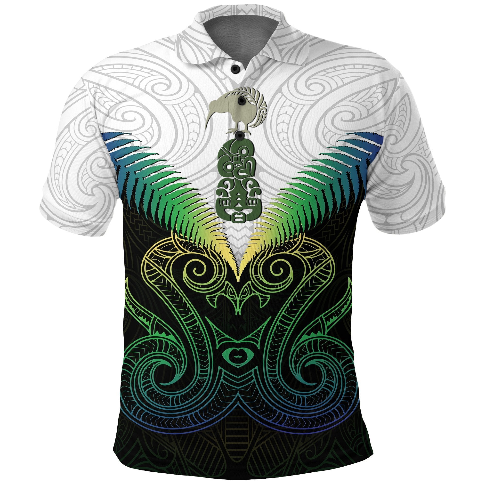 Maori Manaia New Zealand Polo Shirt Rasta Unisex Black - Polynesian Pride