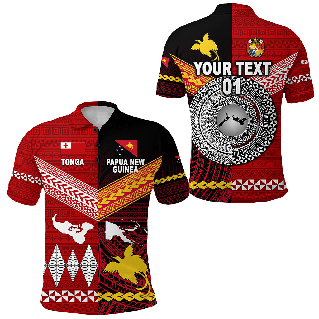 Custom Papua New Guinea Tonga Polo Shirt Polynesian Together Red, Custom Text and Number LT8 Unisex Red - Polynesian Pride