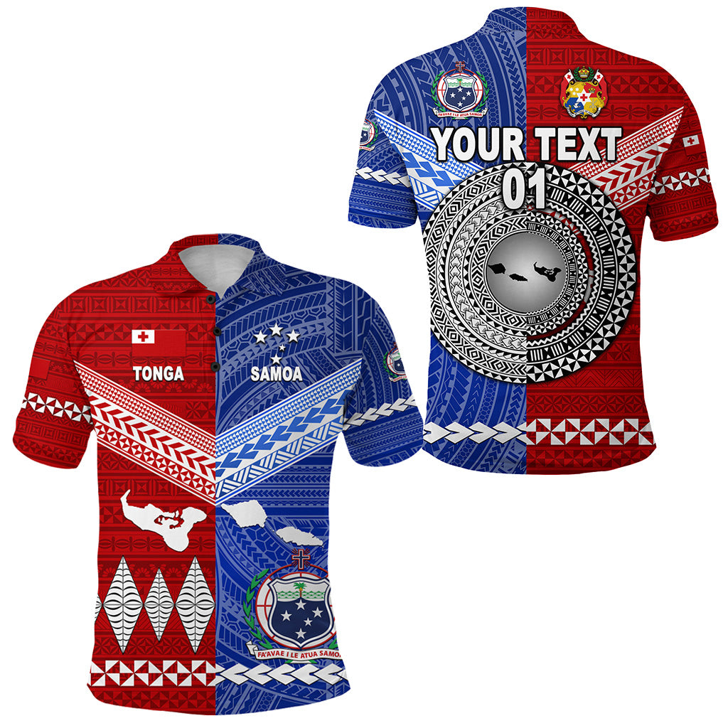 Custom Tonga and Samoa Together Polo Shirt Unique Style, Custom Text and Number LT8 Unisex Red - Polynesian Pride