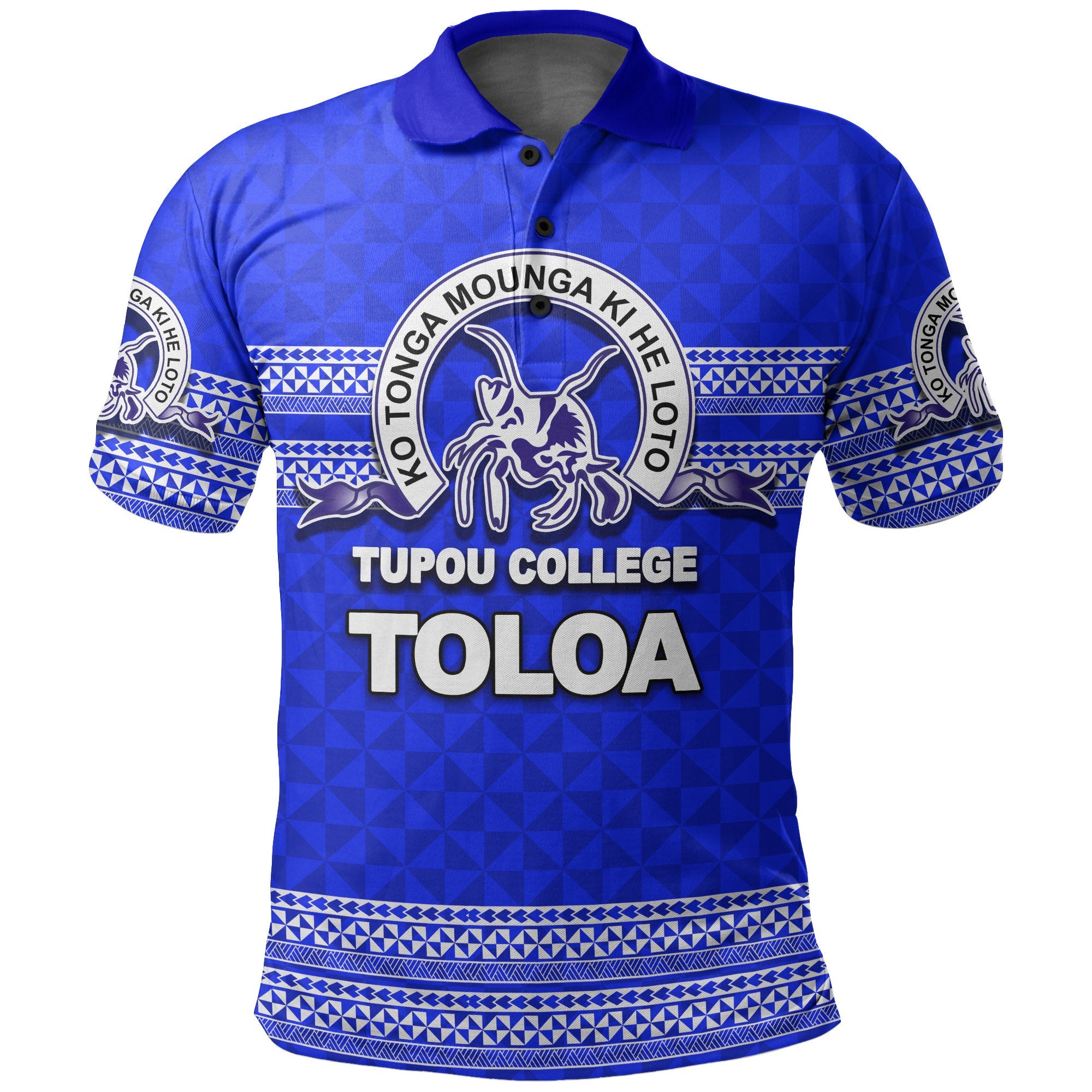 Custom Tonga Tupou College Toloa Polo Shirt Unisex Blue - Polynesian Pride