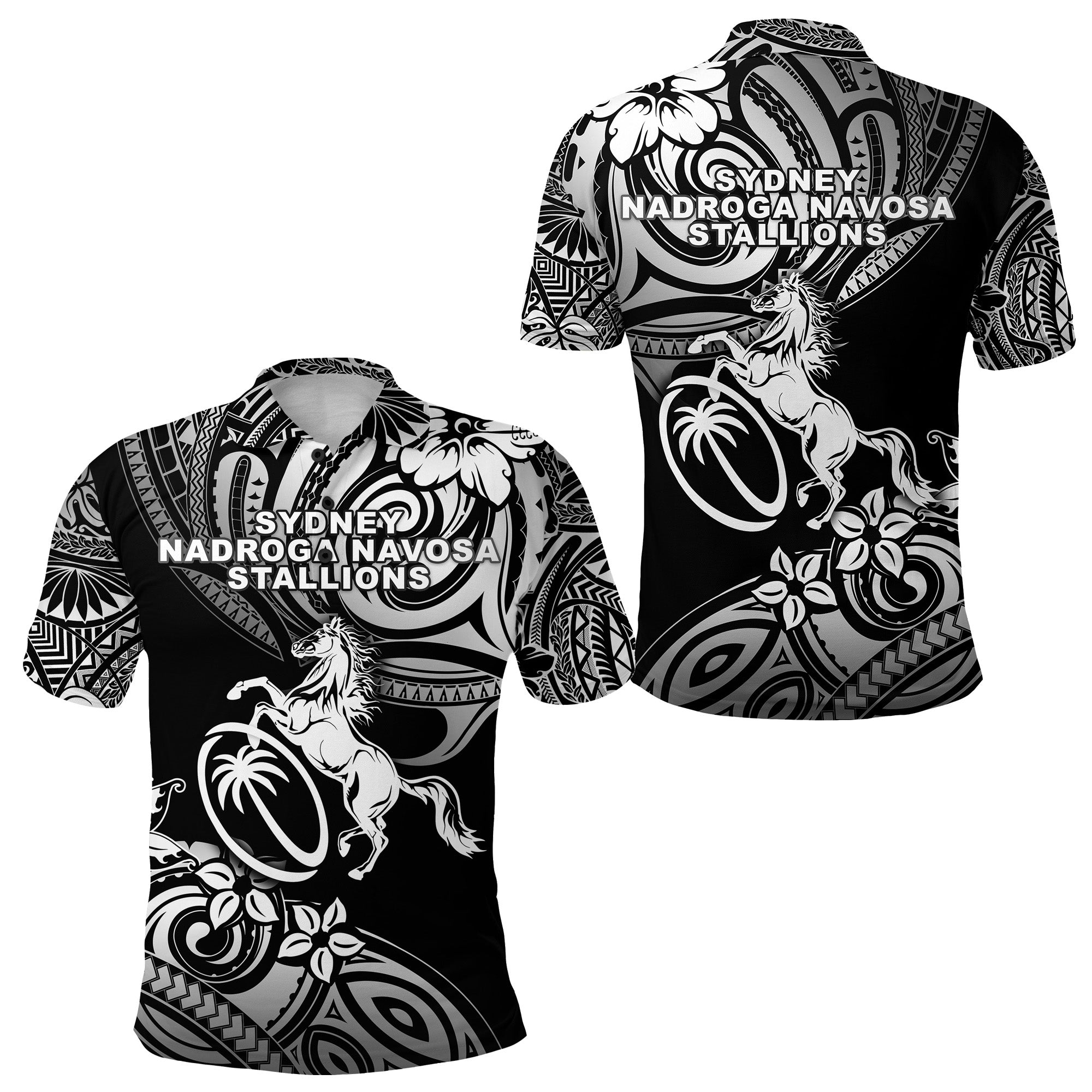 Fiji Rugby Polo Shirt Sydney Nadroga Navosa Stallions Unique Vibes Black LT8 Unisex Black - Polynesian Pride