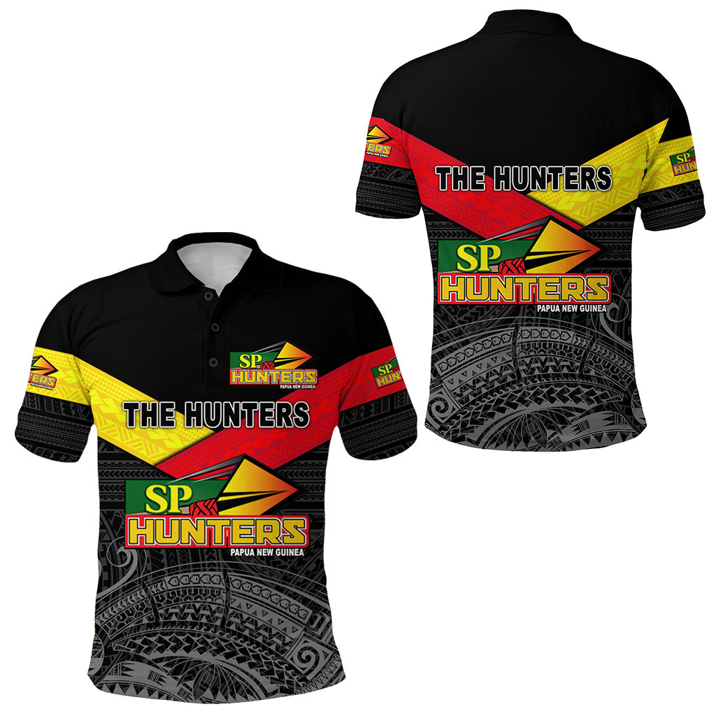 Papua New Guinea SP Hunters Polo Shirt Rugby Original Style Black LT8 Black - Polynesian Pride