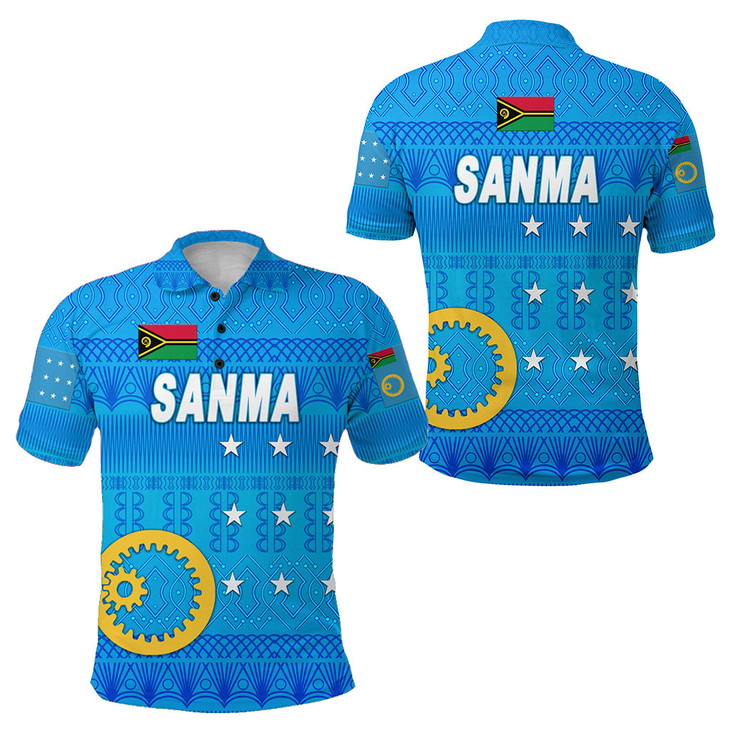 Sanma Province Polo Shirt Vanuatu Pattern Traditional Style LT8 Blue - Polynesian Pride
