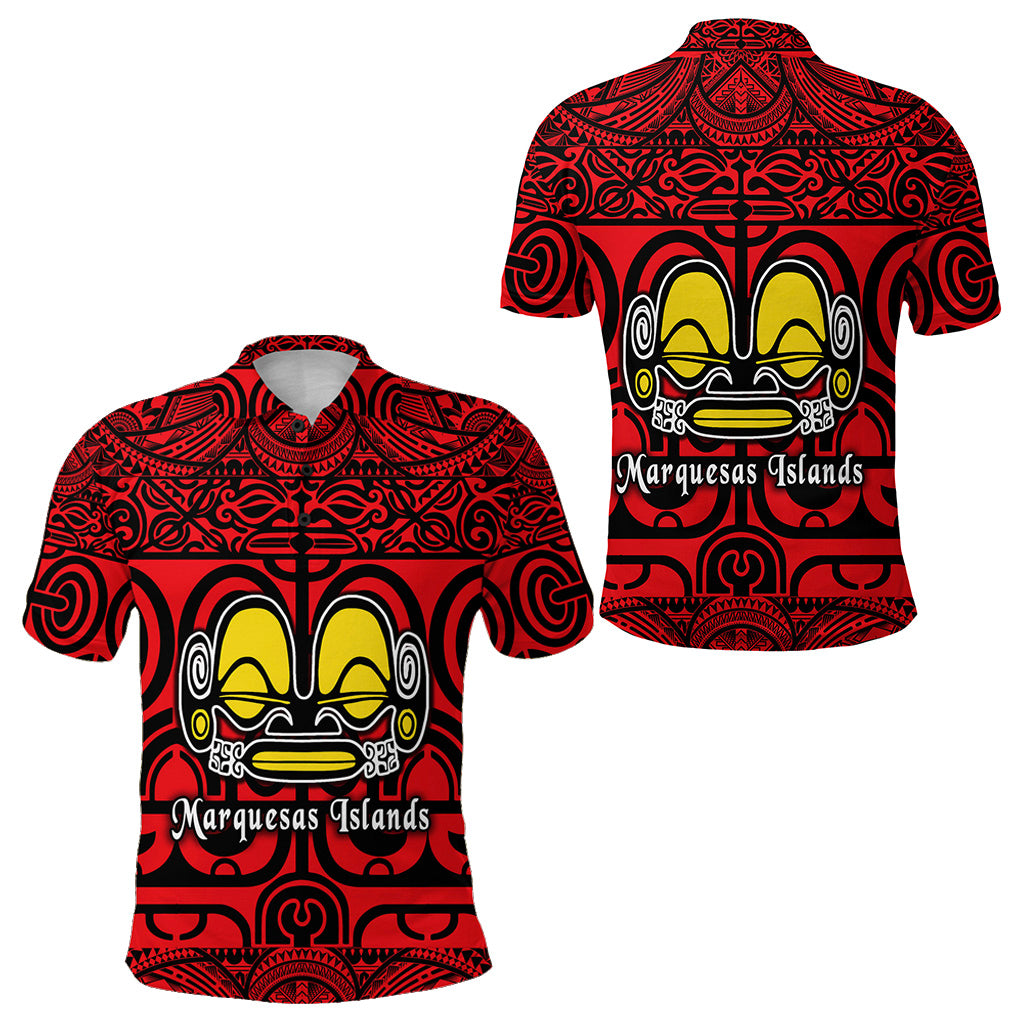 Marquesas Islands Polo Shirt Marquesan Tattoo Simple Style Red LT8 - Polynesian Pride