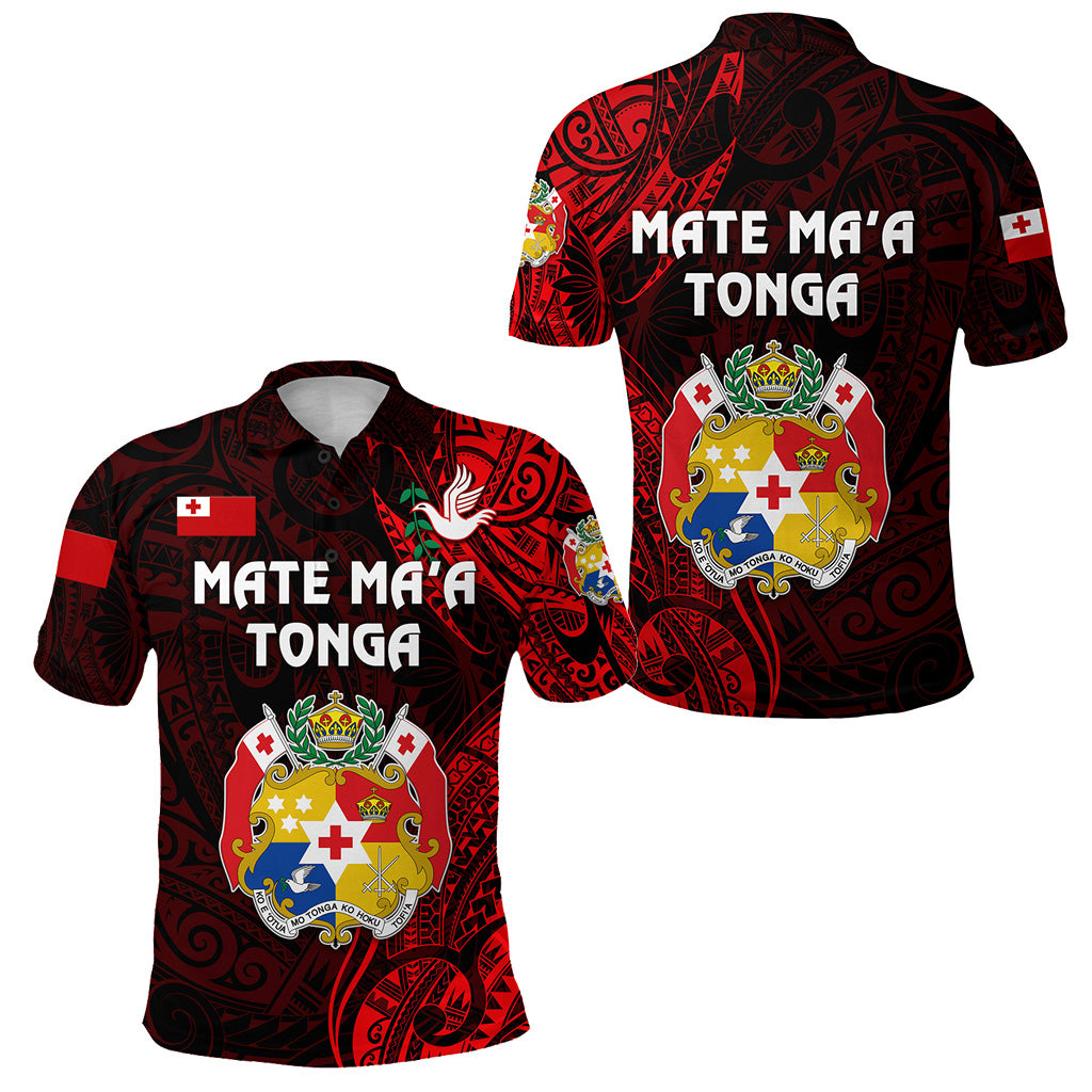 Tonga Coat Of Arms Polo Shirt Simple Vibes Red LT8 Red - Polynesian Pride