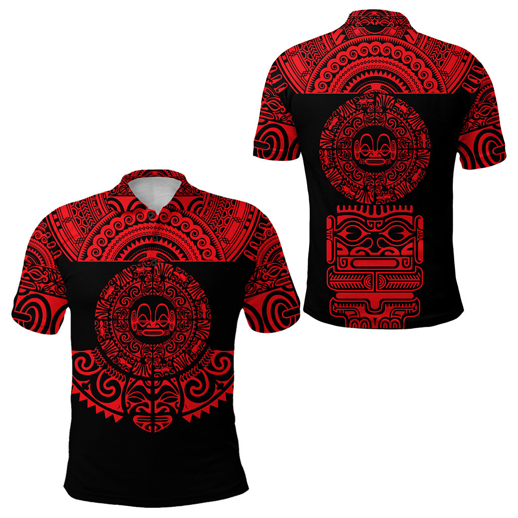 Marquesas Islands Polo Shirt Marquesan Tattoo Simplified Version Red LT8 - Polynesian Pride