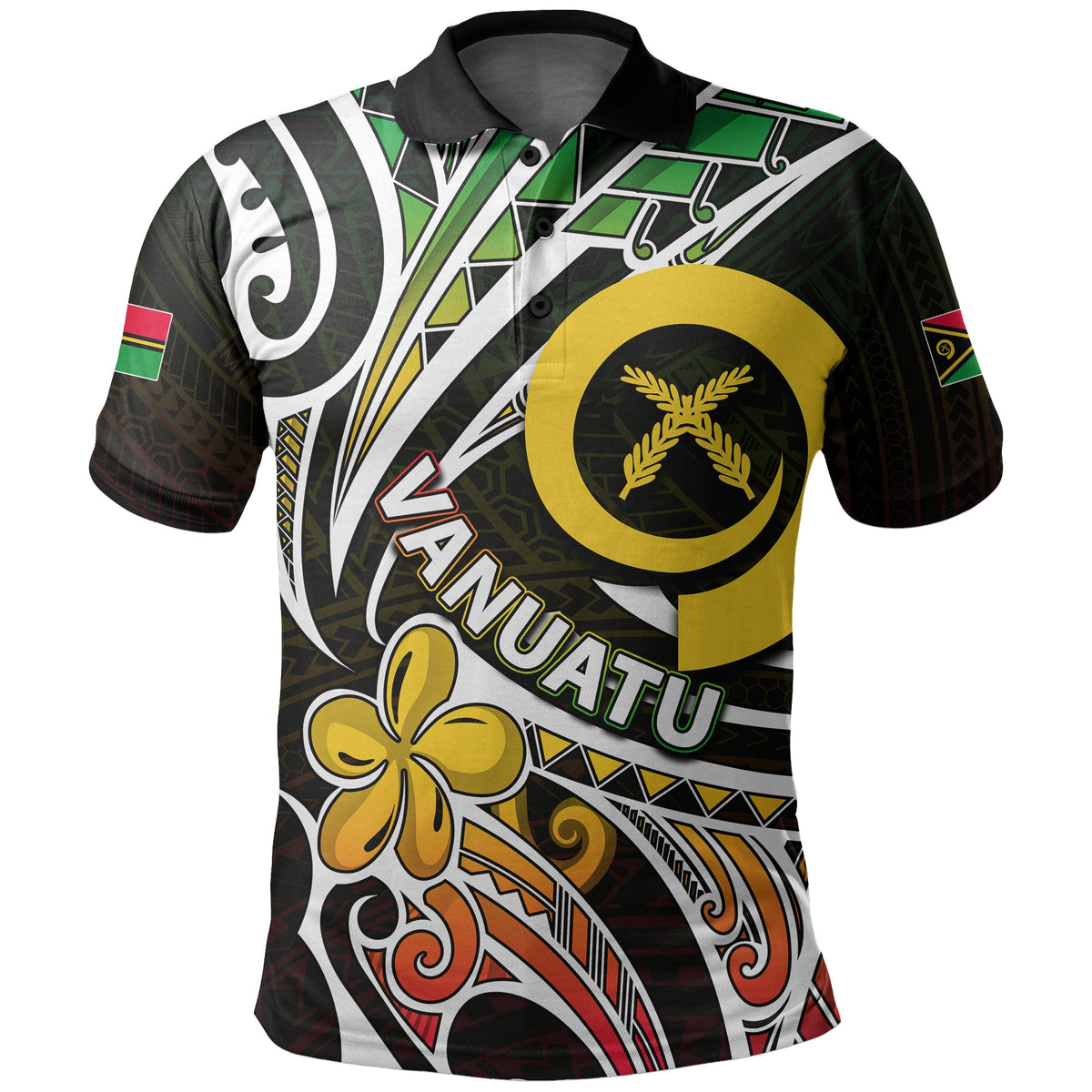 Custom Vanuatu Polo Shirt Tribal Tattoo No.1 LT6 Black - Polynesian Pride