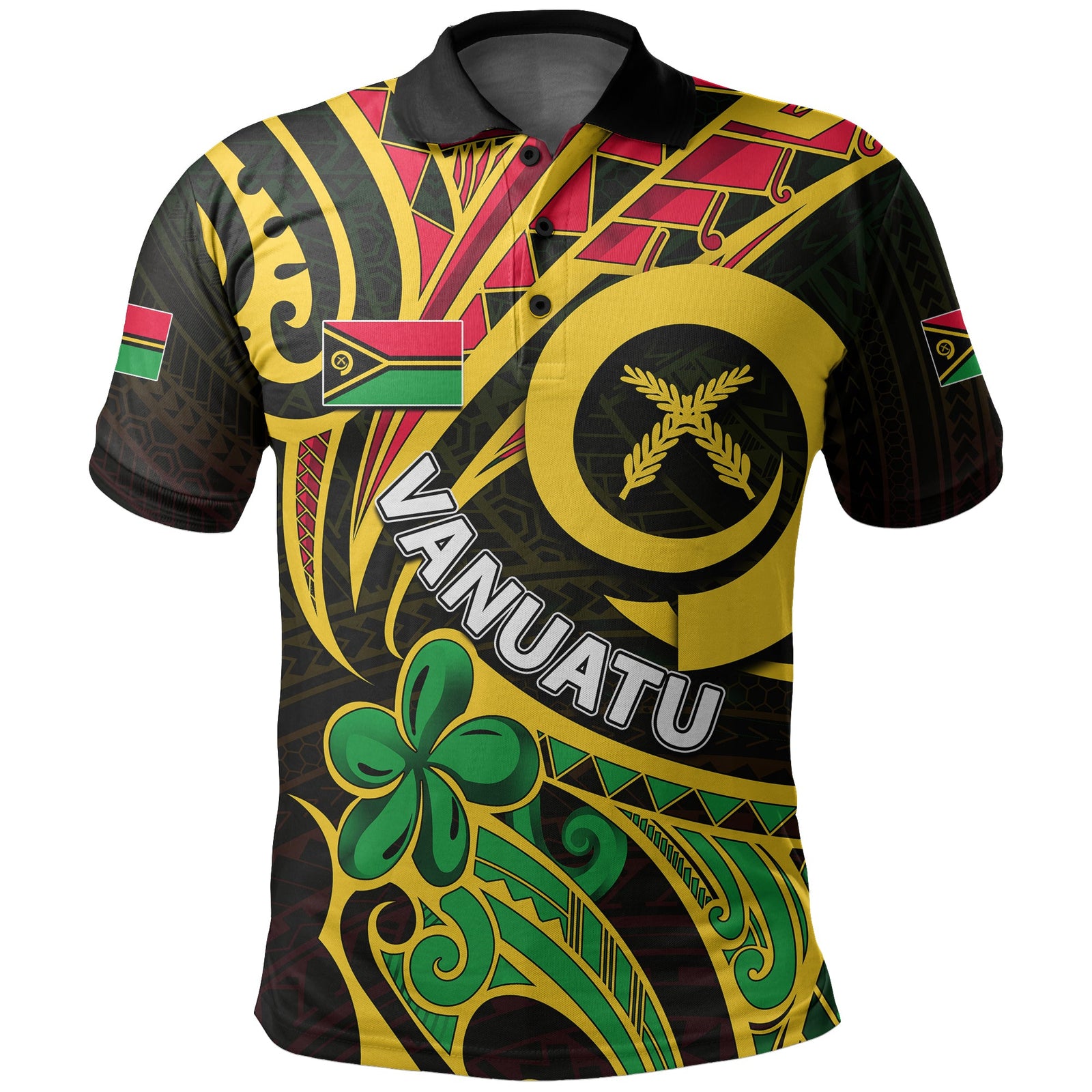 Custom Vanuatu Polo Shirt Tribal Tattoo No.2 LT6 Black - Polynesian Pride