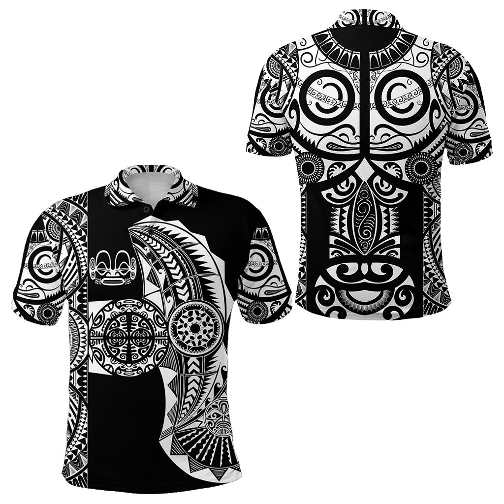 Marquesas Islands Polo Shirt Marquesan Tattoo Original Style Black LT8 - Polynesian Pride