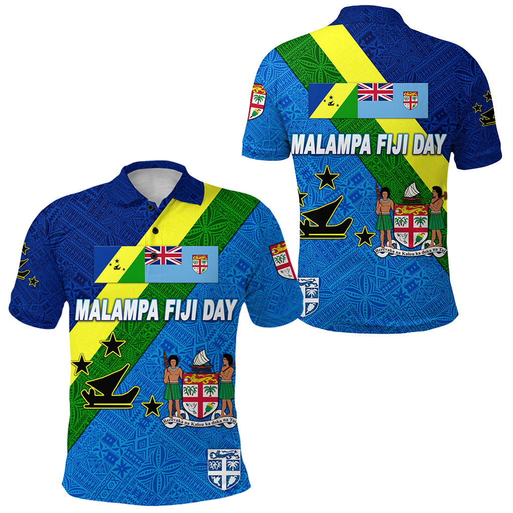 Vanuatu Malampa and Fiji Day Polo Shirt October 10 LT8 Blue - Polynesian Pride
