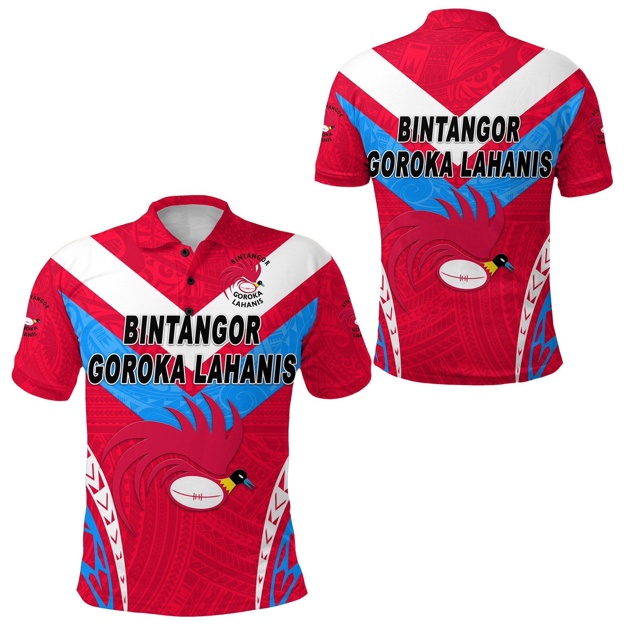 Papua New Guinea Bintangor Goroka Lahanis Polo Shirt Rugby Original Style Red LT8 Red - Polynesian Pride