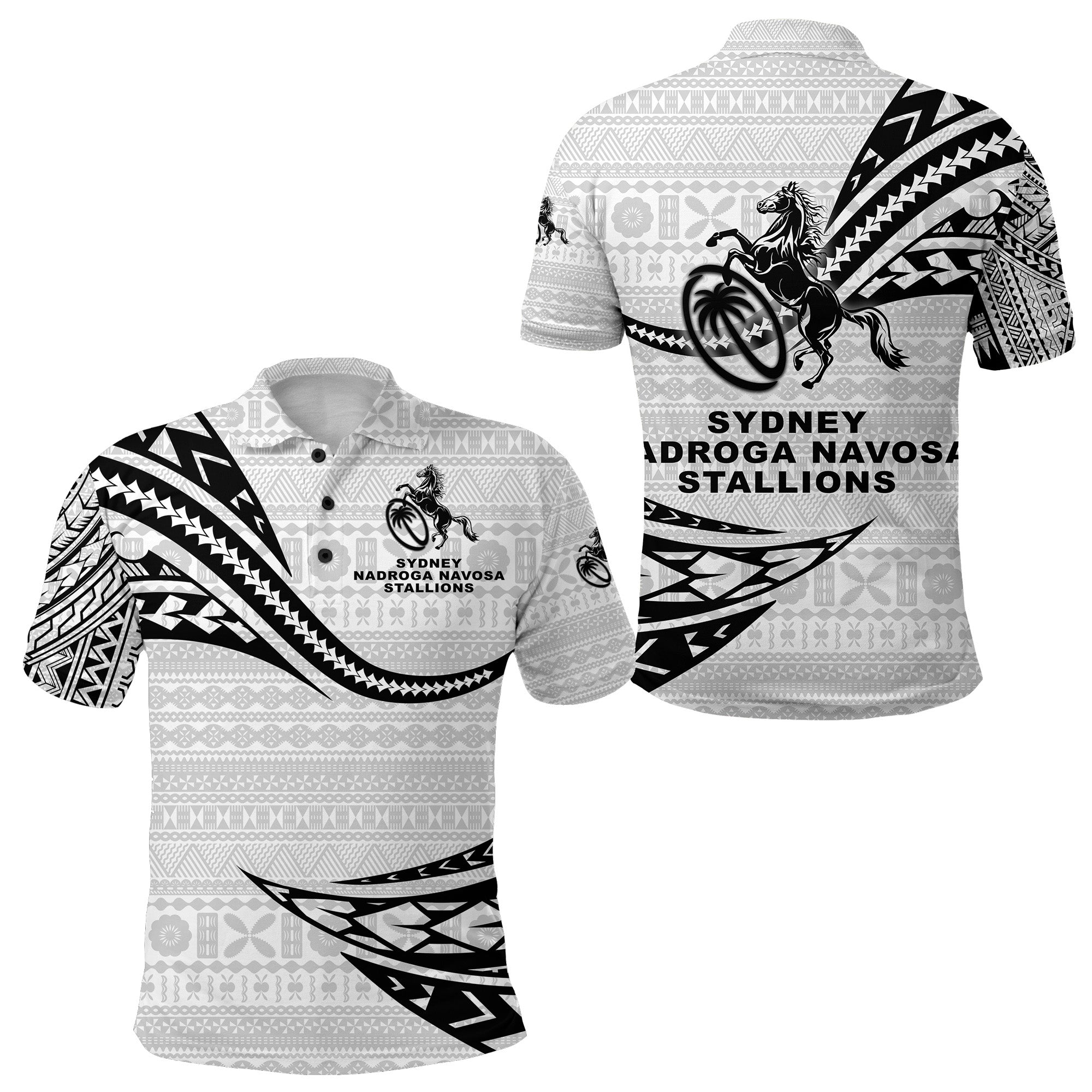 Fiji Rugby Polo Shirt Sydney Nadroga Navosa Stallions Unique Version White LT8 Unisex White - Polynesian Pride