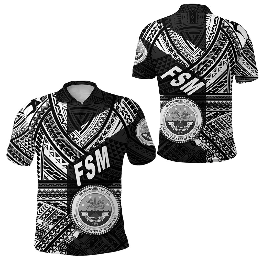 Federated States of Micronesia Polo Shirt FSM Original Style Black LT8 Unisex Black - Polynesian Pride