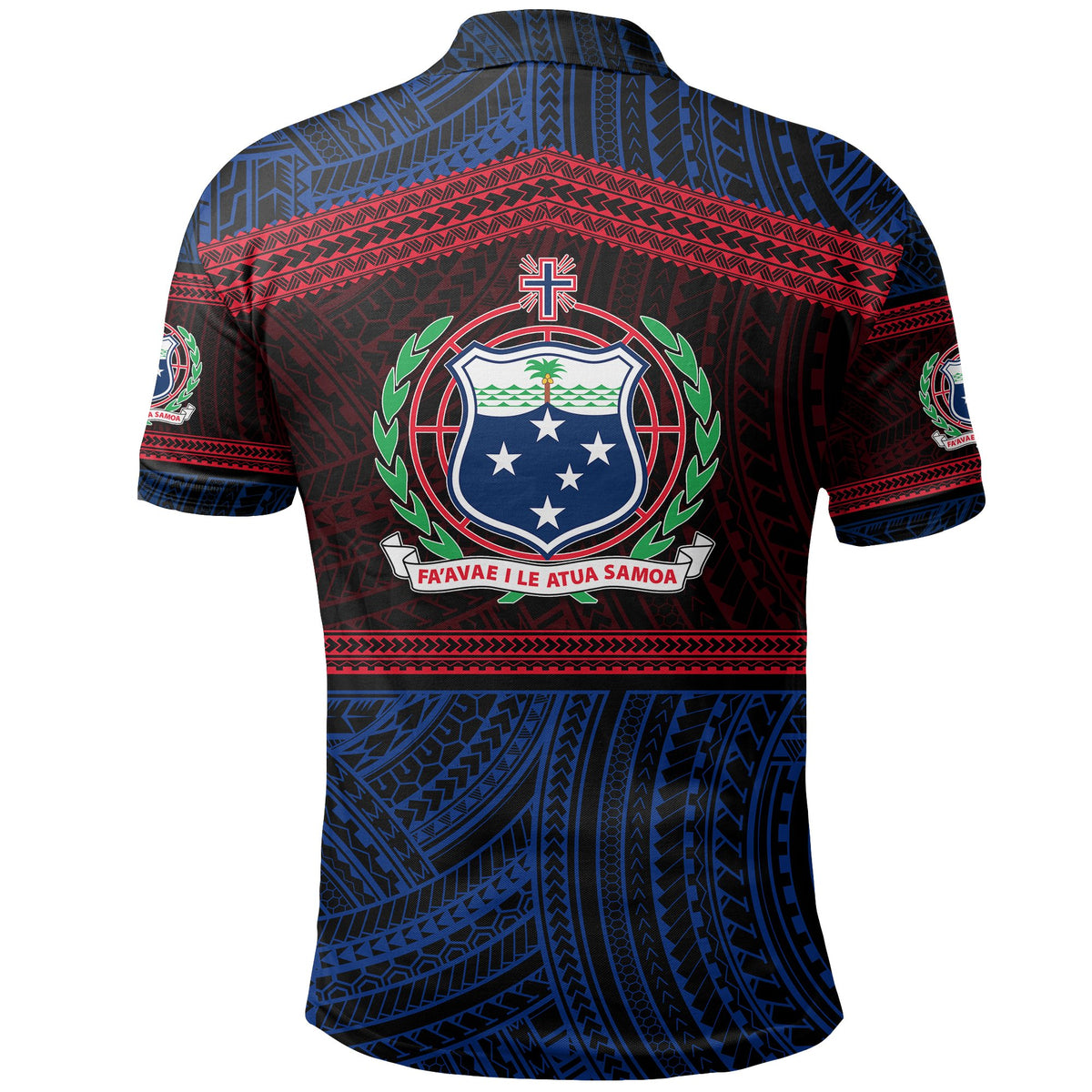Samoa Rugby Polynesian Patterns Polo Shirt Blue - Polynesian Pride
