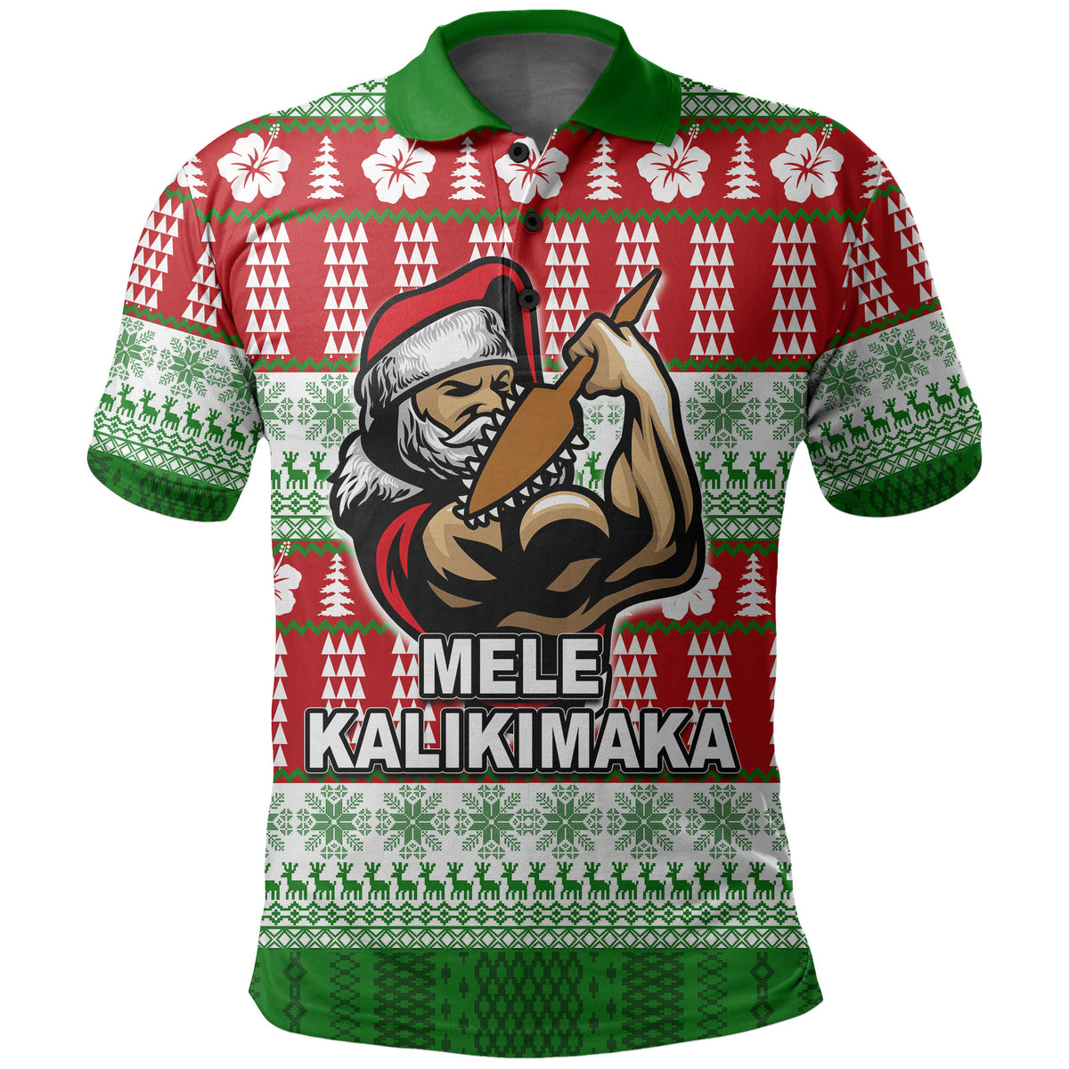 Hawaiian Santa Claus Warrior Polo Shirt Christmas LT6 - Polynesian Pride
