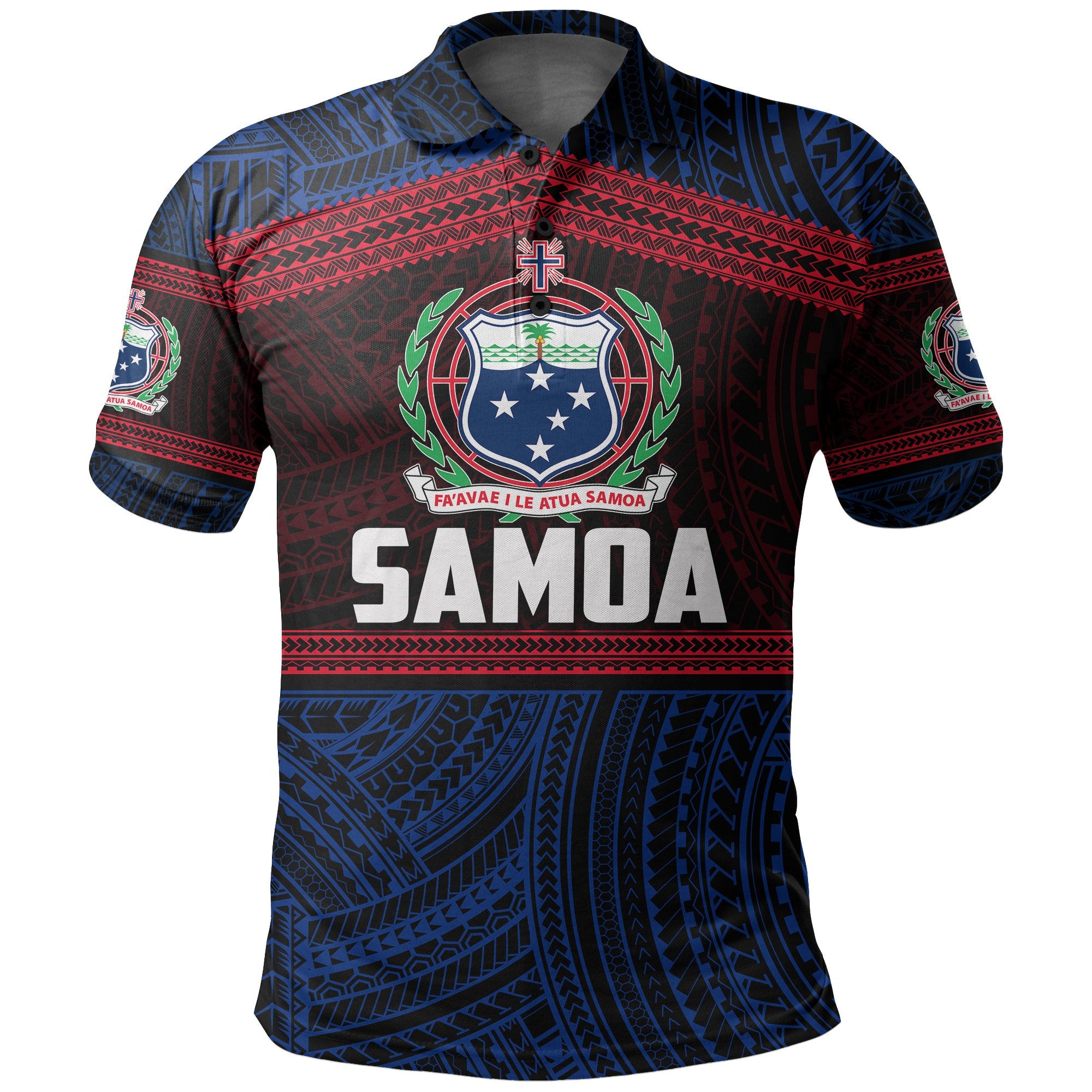 Samoa Rugby Polynesian Patterns Polo Shirt Blue Unisex Blue - Polynesian Pride