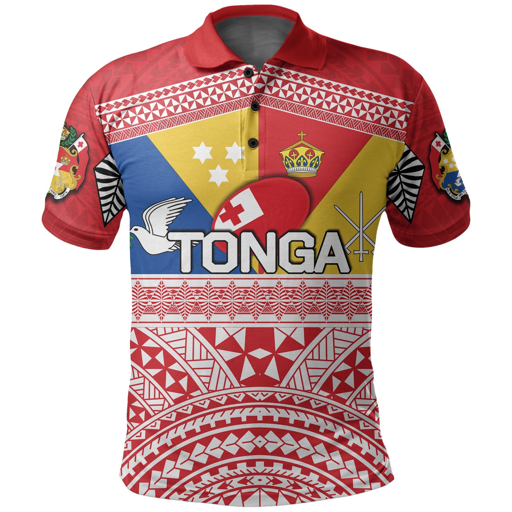 Tonga Rugby Polo Shirt Special Coat Of Arms Unisex Red - Polynesian Pride