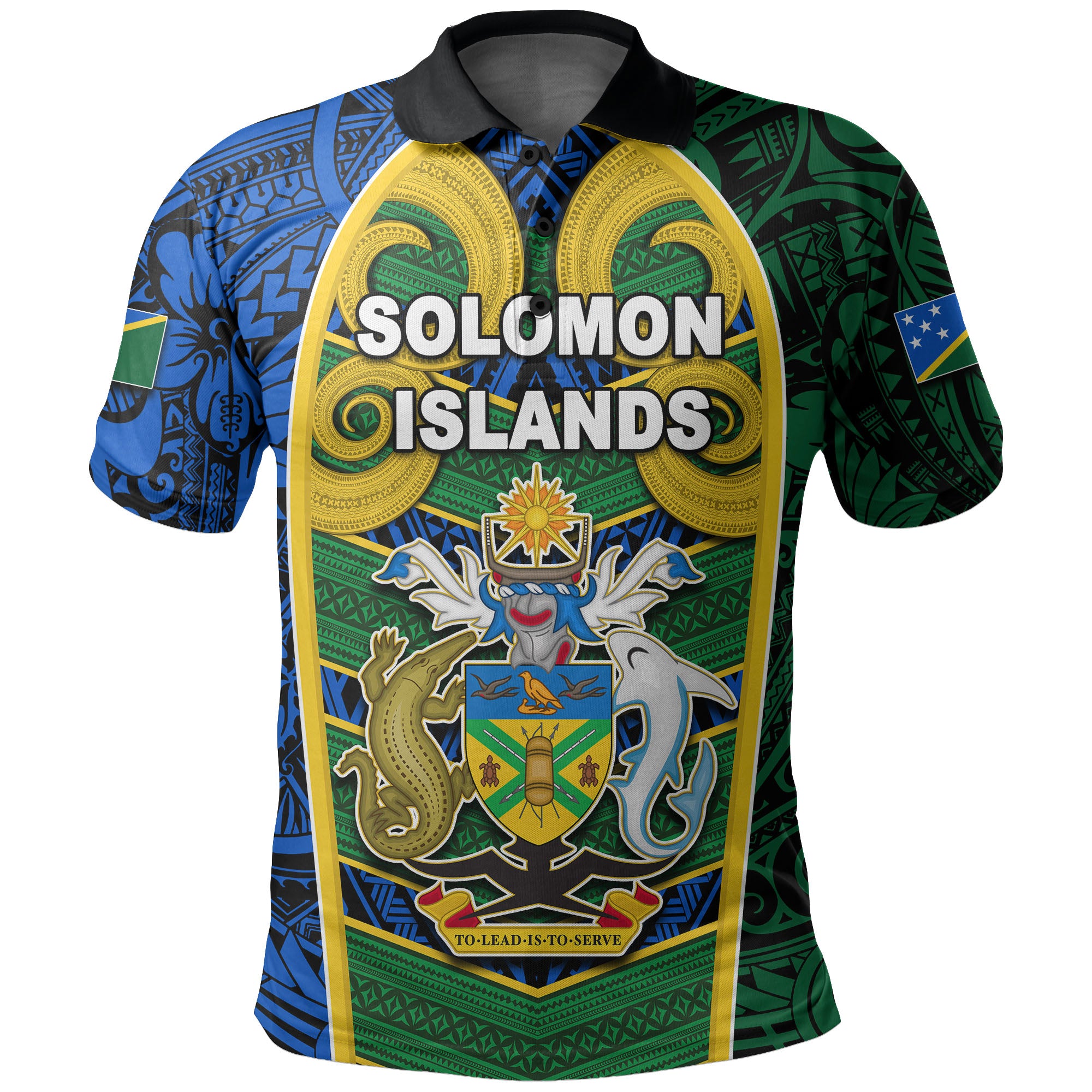 Custom Solomon Islands Independence Polo Shirt LT6 Blue - Polynesian Pride