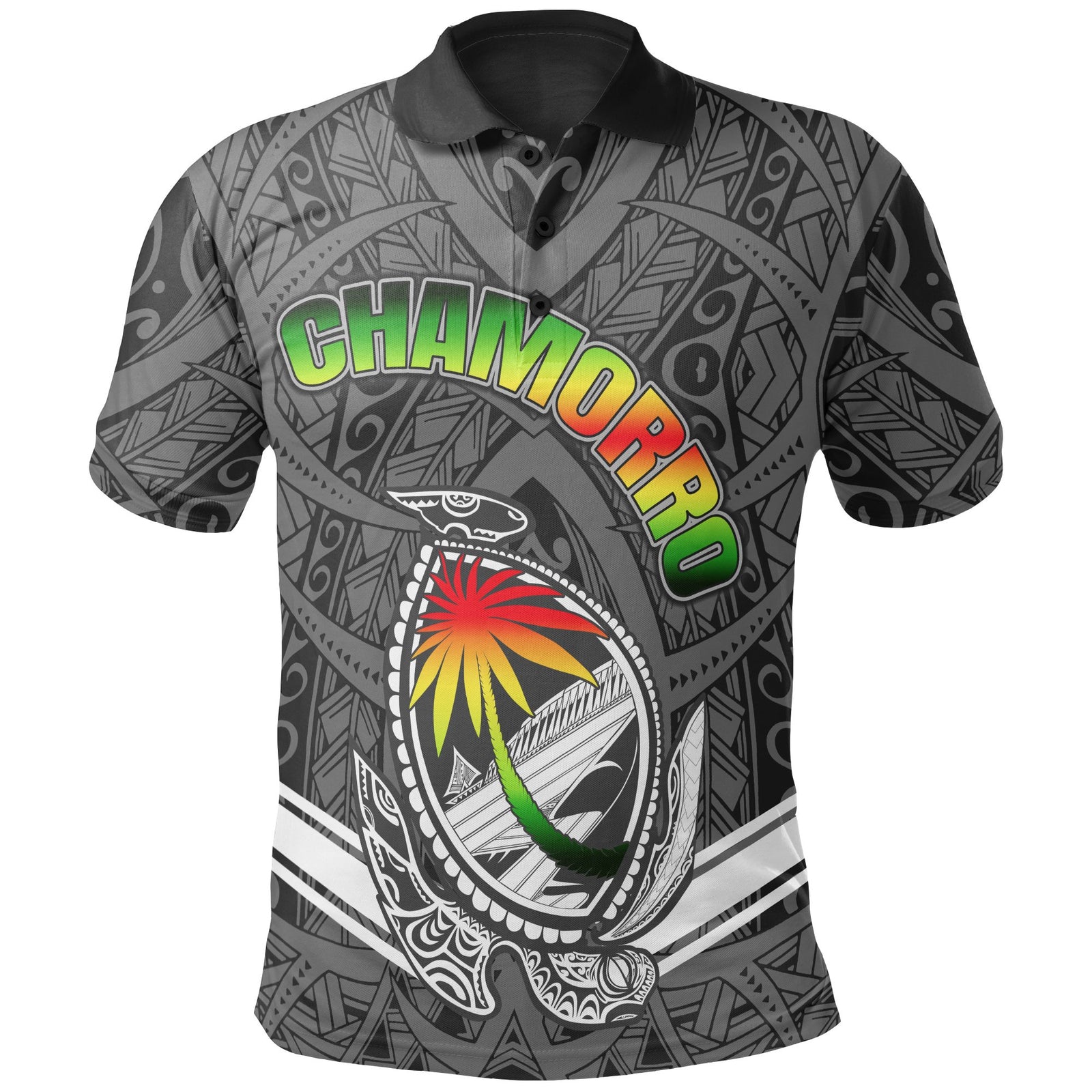 Guam Polo Shirt Turtle Guam Seal Chamorro Unisex Grey - Polynesian Pride