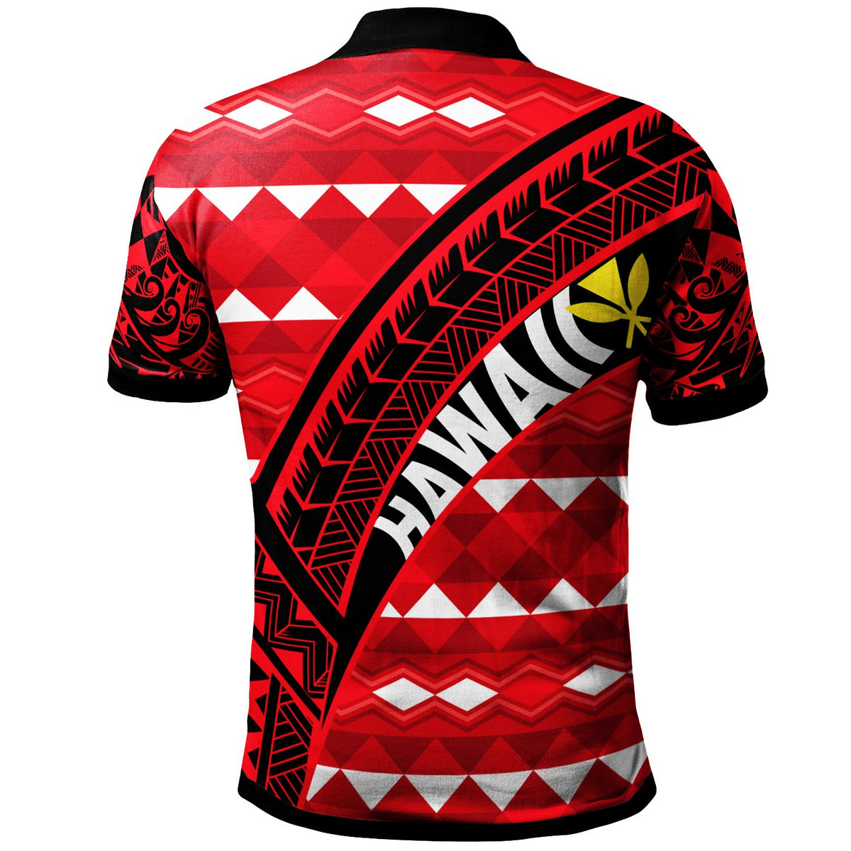 Hawaii Custom Polo Shirt Red Hawaiian Tribal Seamless Pattern - Polynesian Pride