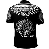 Hawaii Polo Shirt Hawaiian Shark Tattoo White Black Color - Polynesian Pride