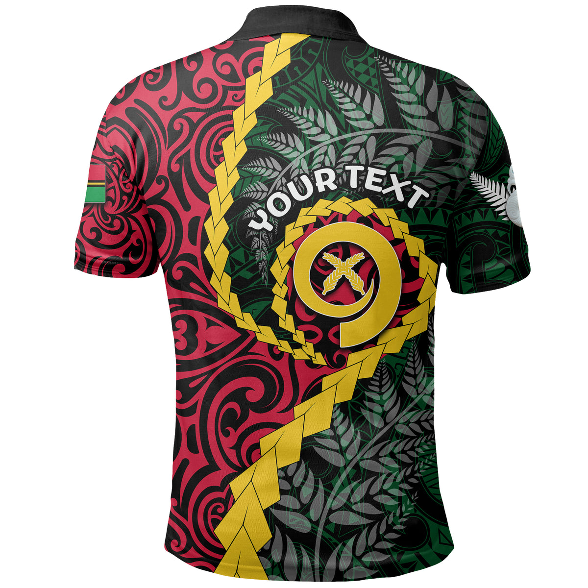 Custom Vanuatu Polo Shirt Mix Maori Silver Fern LT6 - Polynesian Pride