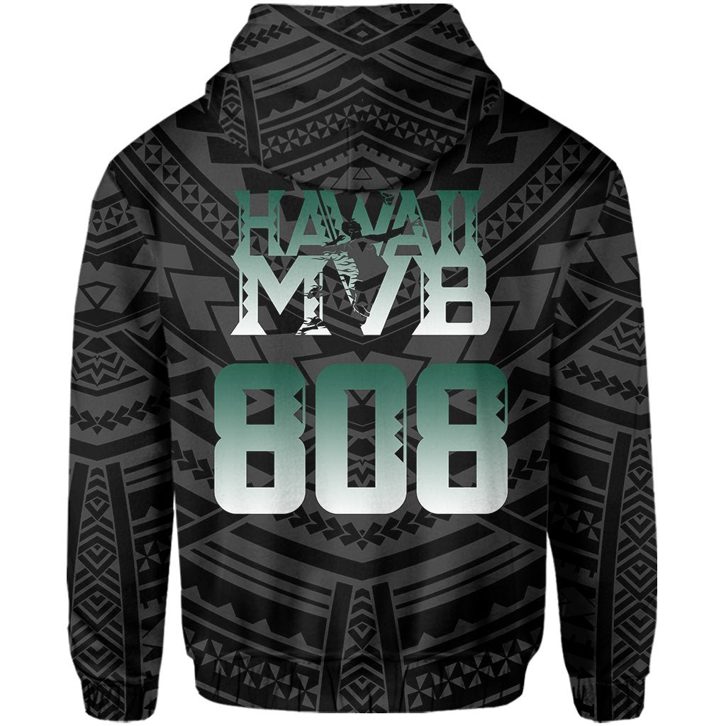 Polynesian Volleyball Sport Kakau Hawaii Zip Hoodie Black - Polynesian Pride