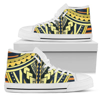 Polynesian Tattoo High Top Shoes Unisex White - Polynesian Pride