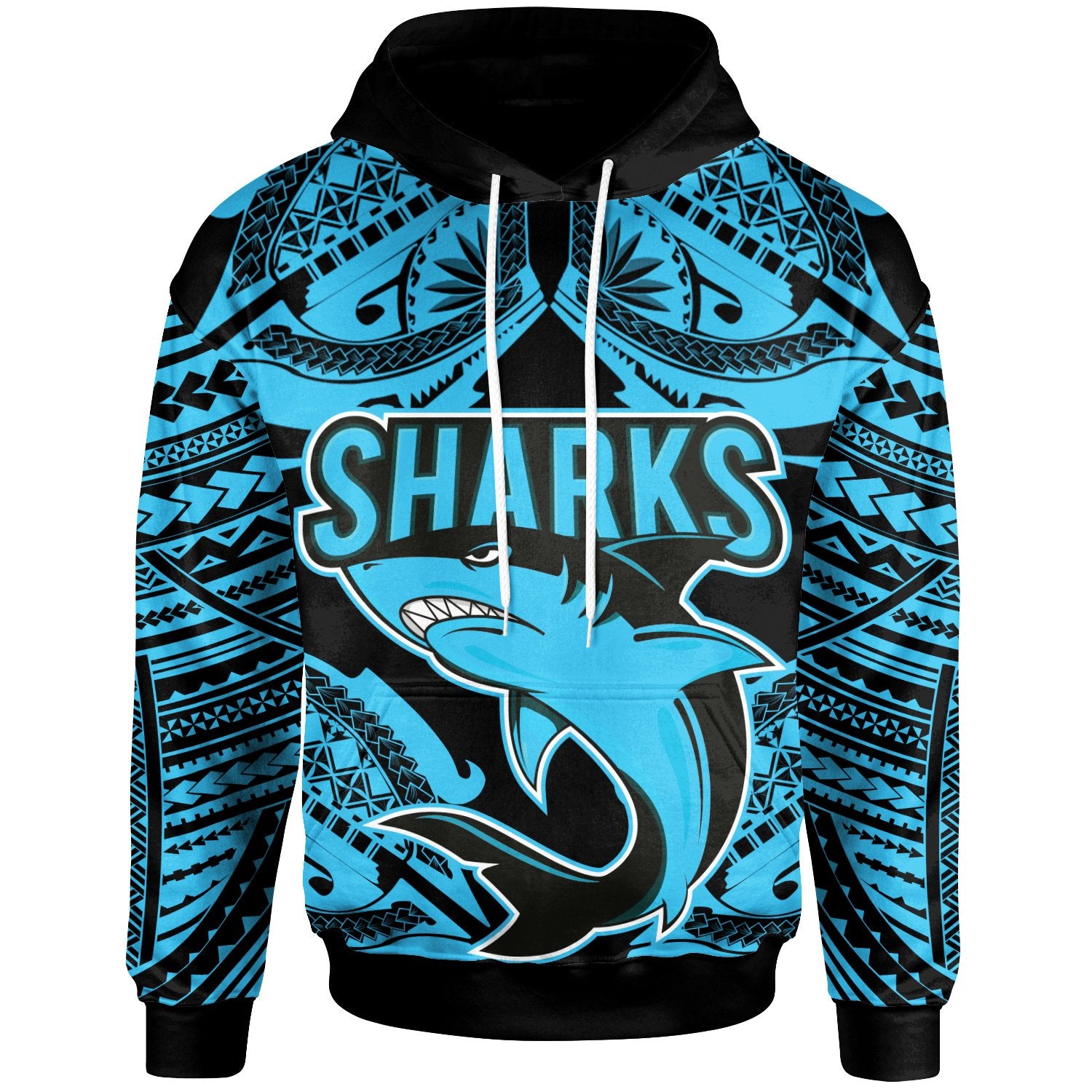 Polynesian Special Hoodie Angry Shark Unisex Blue - Polynesian Pride