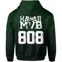 Polynesian Volleyball Sport Kakau Hawaii Zip Hoodie Green - Polynesian Pride