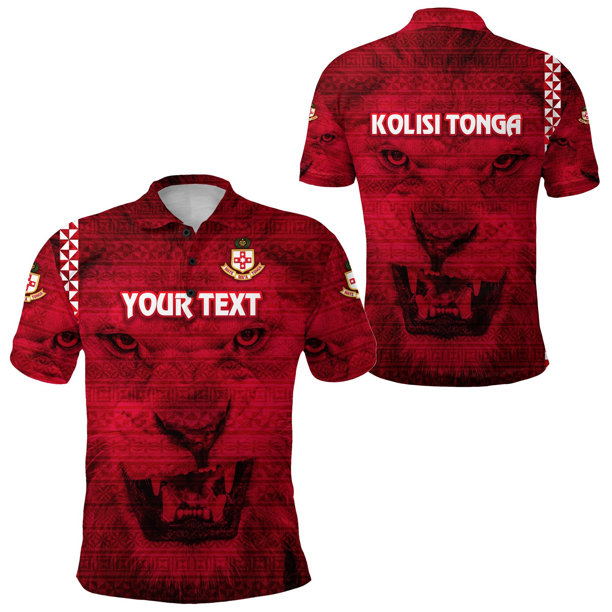 Custom Kolisi Tonga Polo Shirt Mate Maa Tonga Powerful Lion Unisex Red - Polynesian Pride