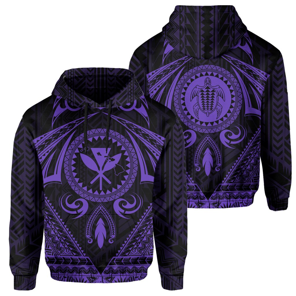 Polynesian Kakau Kanaka Turtle Map Hawaii Hoodie Circle Style Purple Unisex Purple - Polynesian Pride