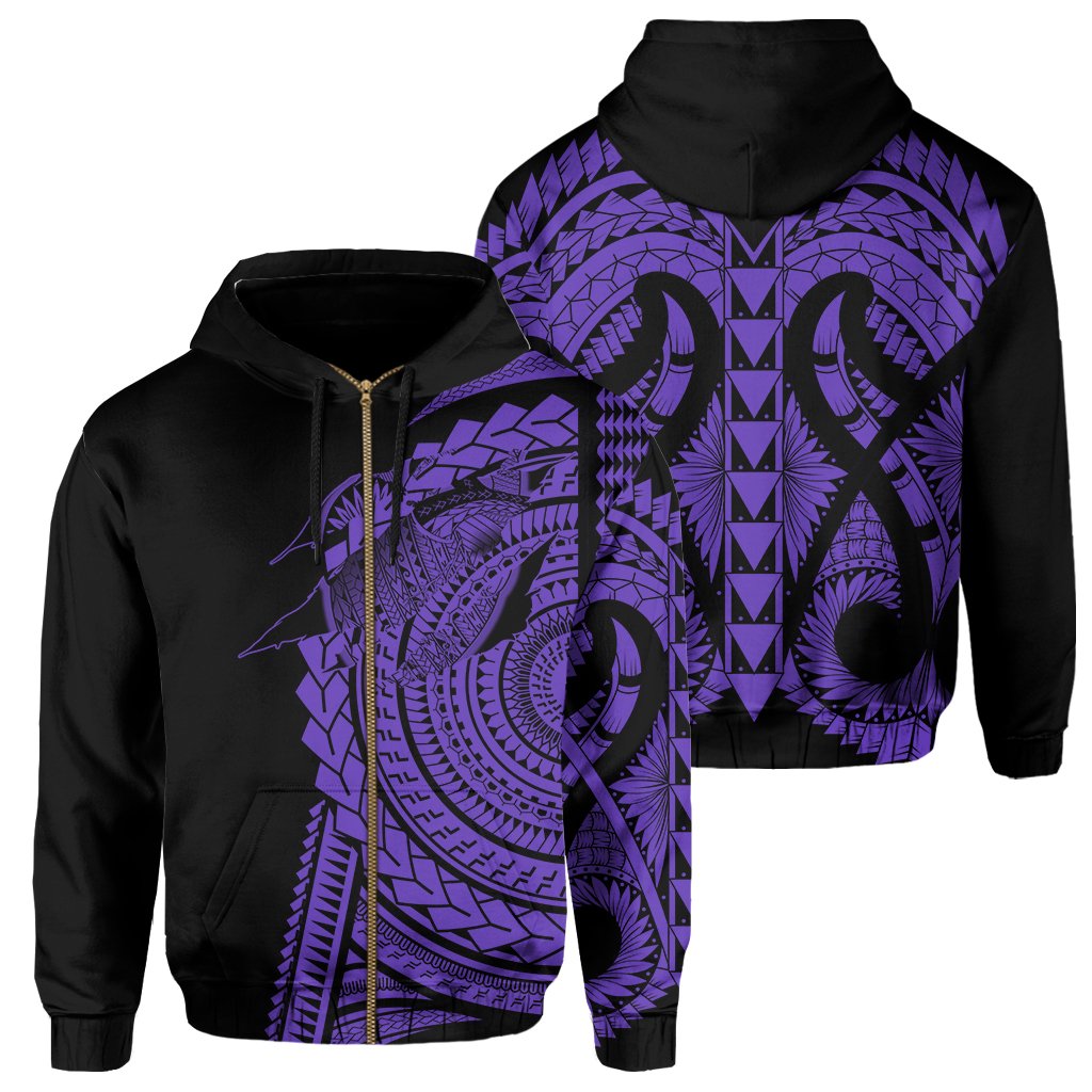 Hawaii Polynesian Zip Hoodie In My Heart Ryan Style Purple Unisex Purple - Polynesian Pride