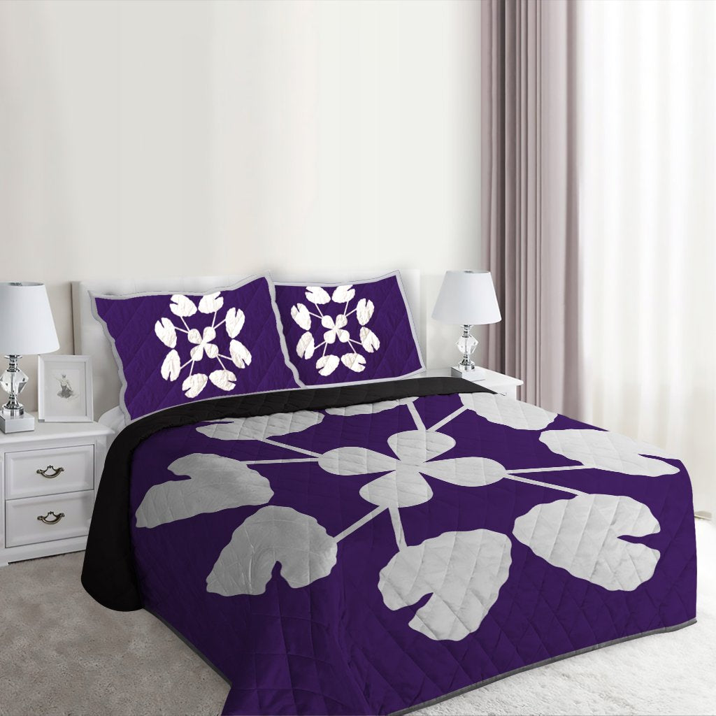 Hawaiian Royal Pattern Quilt Bed Set - Purple - D3 Style - Polynesian Pride