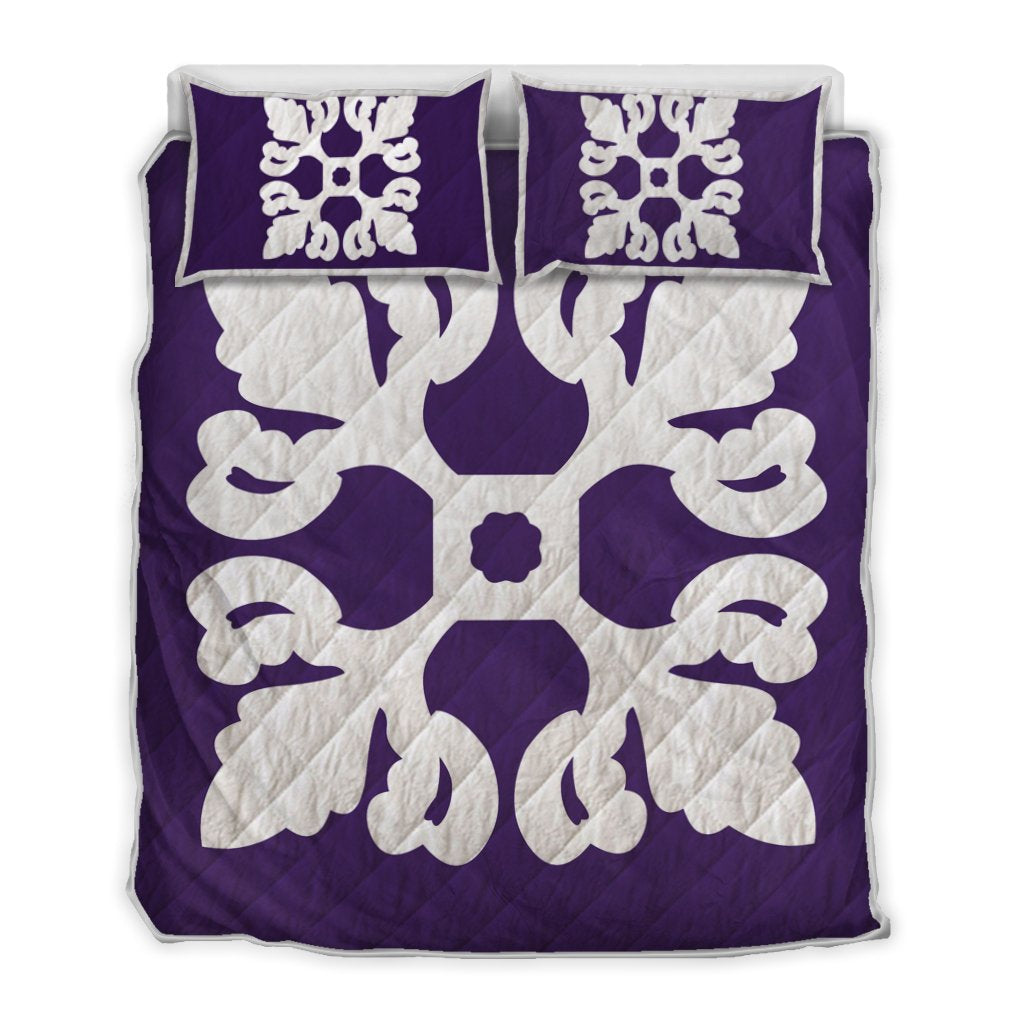 Hawaiian Royal Pattern Quilt Bed Set - Purple - M1 Style - AH Art - Polynesian Pride