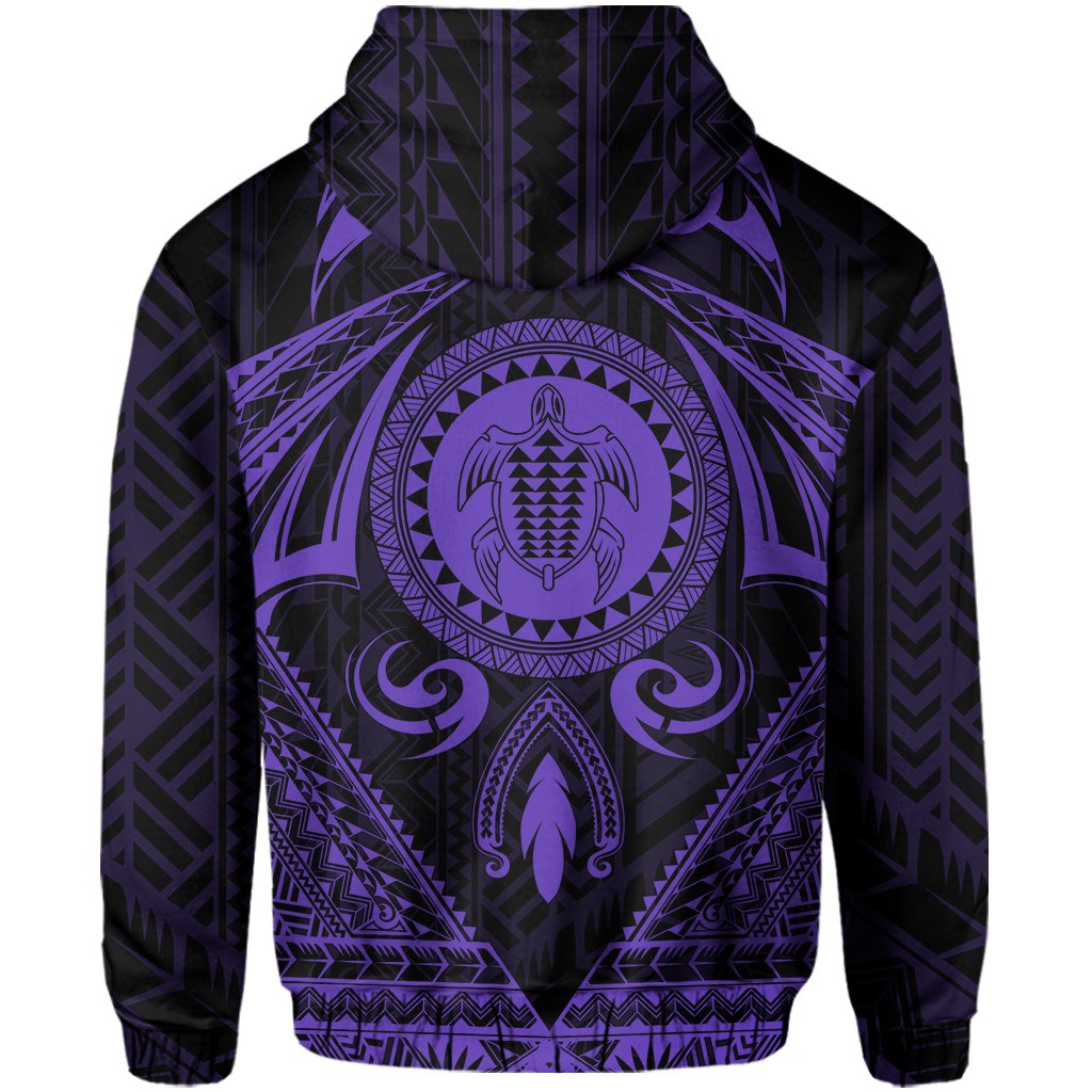 Polynesian Kakau Kanaka Turtle Map Hawaii Hoodie Circle Style Purple - Polynesian Pride