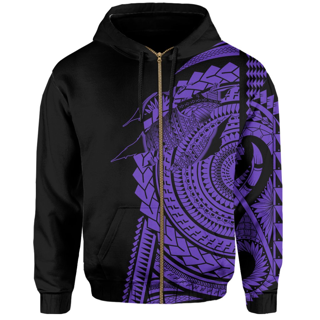 Hawaii Polynesian Zip Hoodie In My Heart Ryan Style Purple - Polynesian Pride