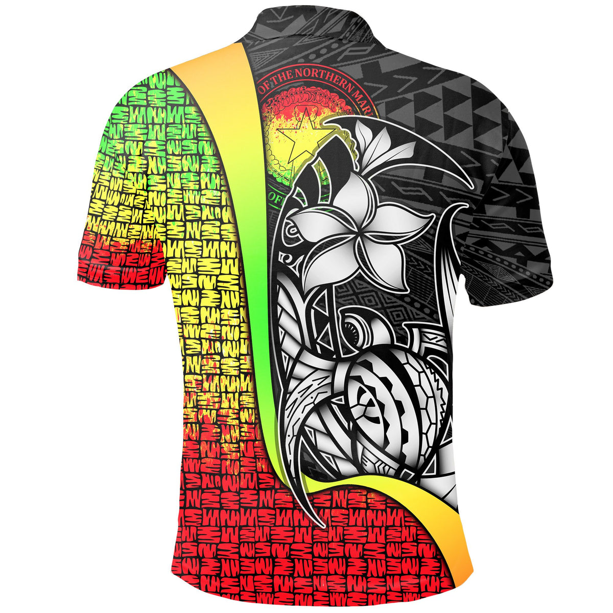 Northern Mariana Islands Polo Shirt Reggae Turtle with Hook - Polynesian Pride