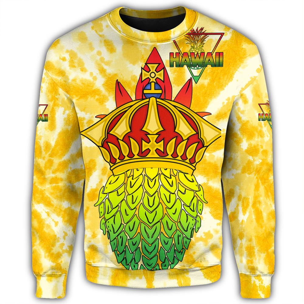 Hawaii Pineapple Crown Sweatshirt - Queen - AH Unisex Yellow - Polynesian Pride