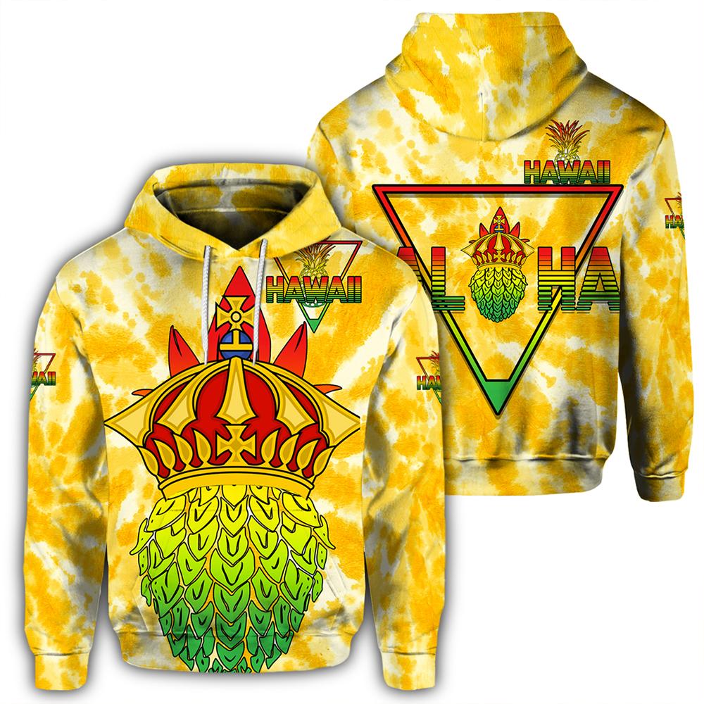 Hawaii Pineapple Crown Hoodie Queen AH Unisex Yellow - Polynesian Pride