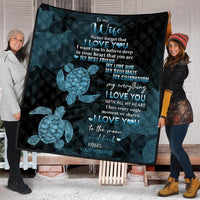 Hawaii Turtle Premium Quilt Hibiscus To My Wife Blue AH - Polynesian Pride