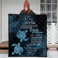 Hawaii Turtle Premium Quilt Hibiscus To My Wife Blue AH - Polynesian Pride
