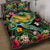 Aloha Turtle Hibiscus Tropical Polynesian Quilt Bed Set - Yam - AH Black - Polynesian Pride