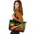 Samoa Large Leather Tote Bag - Reggae Polynesian Tentacle Tribal Pattern Reggae - Polynesian Pride