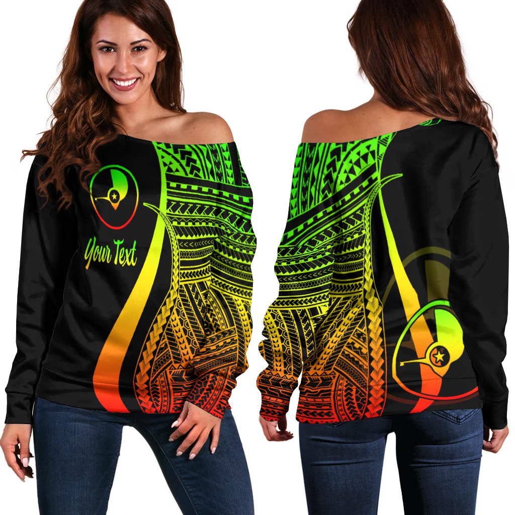 Yap Custom Personalised Women's Off Shoulder Sweater - Reggae Polynesian Tentacle Tribal Pattern Art - Polynesian Pride