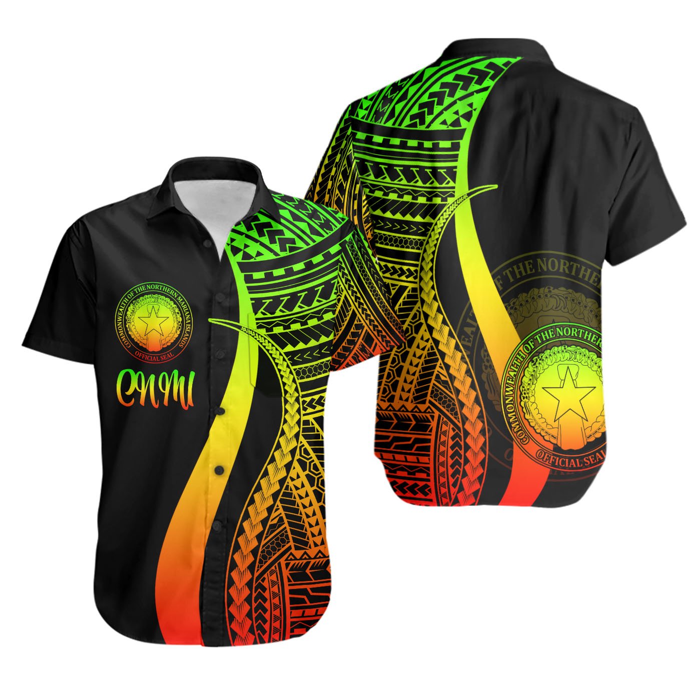 Northern Mariana Islands Short Sleeve Shirts - Reggae Polynesian Tentacle Tribal Pattern Unisex Reggae - Polynesian Pride