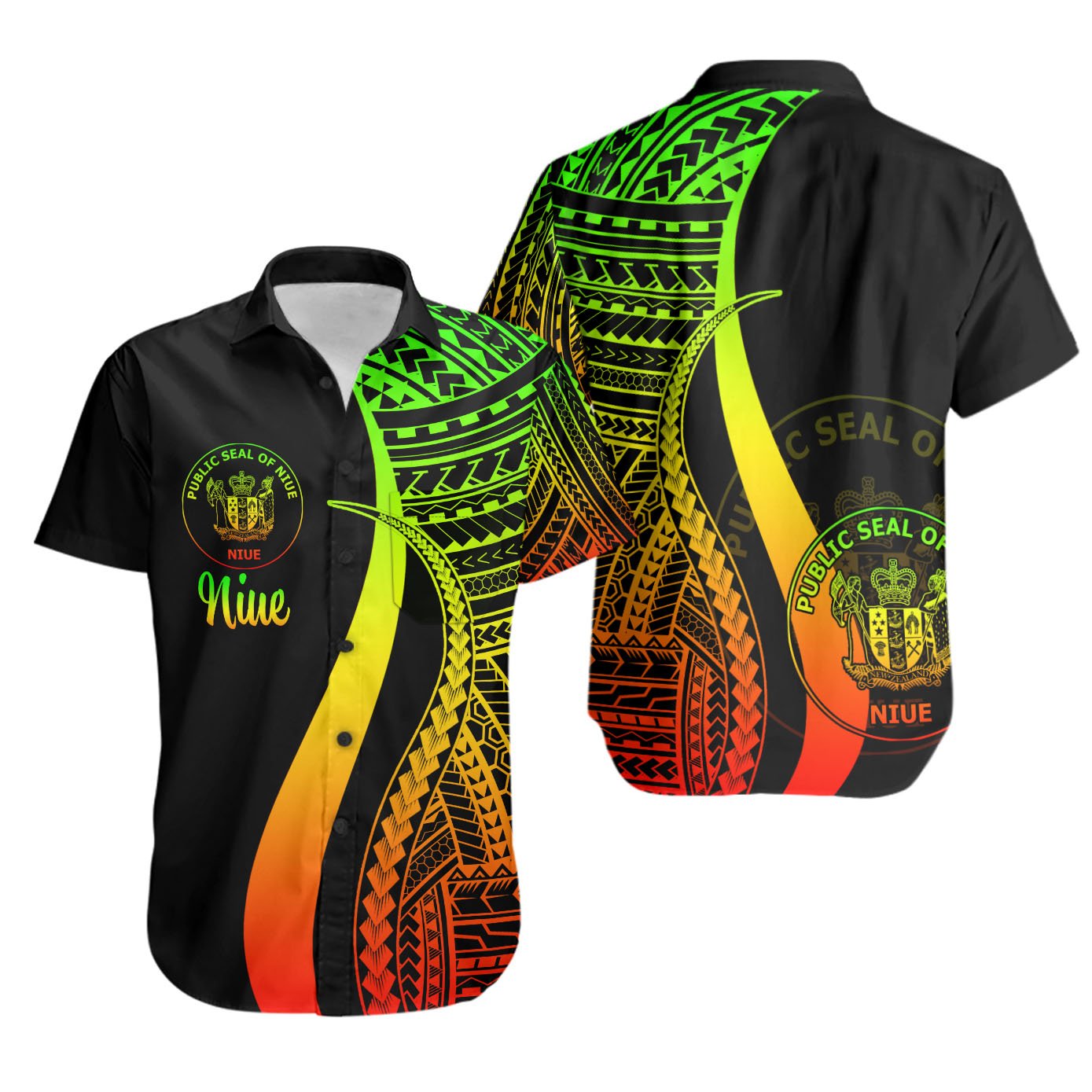 Niue Short Sleeve Shirts - Reggae Polynesian Tentacle Tribal Pattern Unisex Reggae - Polynesian Pride